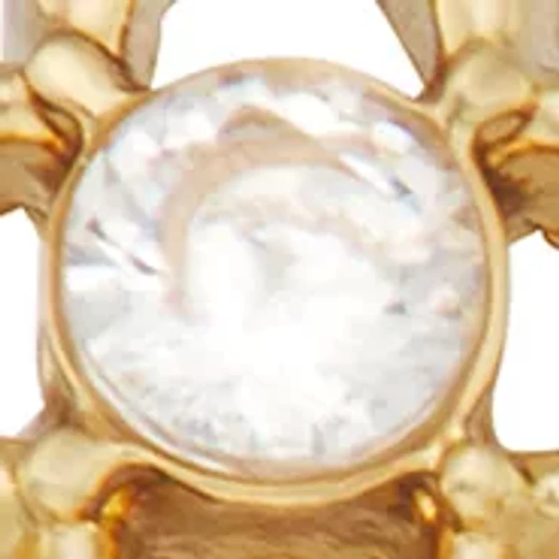 Gold Tone Crystal Stud Hoop Trio Earring Set