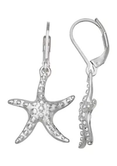 Silver Tone Star Drop Earrings