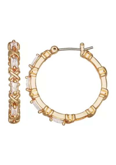 25 Millimeter Crystal Cubic Zirconia Hoop Earrings