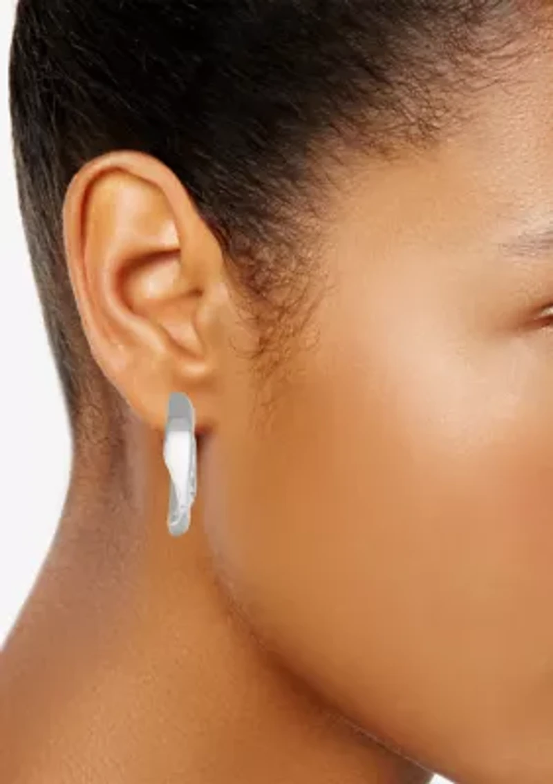 Silver Tone Oval Hoop Earrings