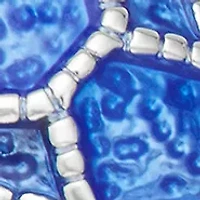 Silver Tone Blue Turtle Double Drop Earrings