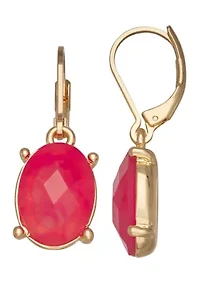 Gold Tone Cherry Quartz Drop Earrings