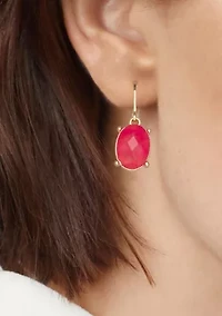 Gold Tone Cherry Quartz Drop Earrings