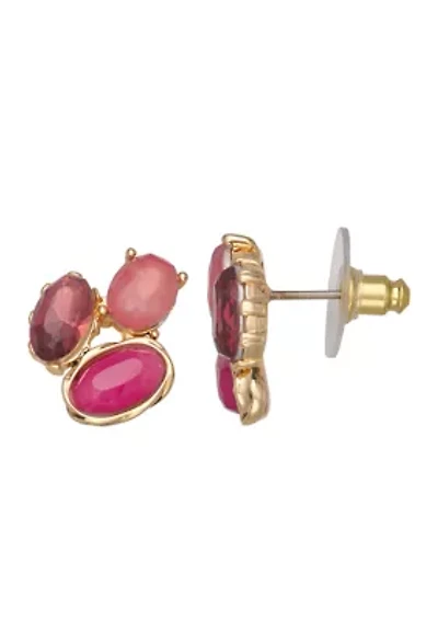 Gold Tone Berry Sweet Multi Stud Earrings