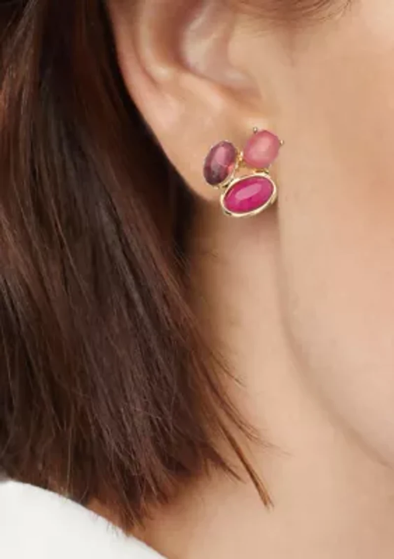 Gold Tone Berry Sweet Multi Stud Earrings