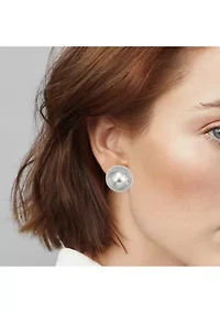 Silver Tone Dome Stud Earrings