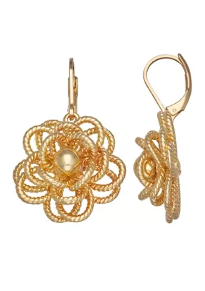 Gold Tone Flower Drop Earrings