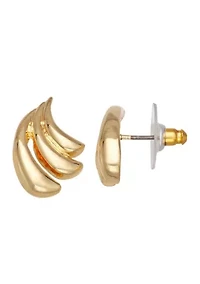 Gold Tone Wave Stud Earrings