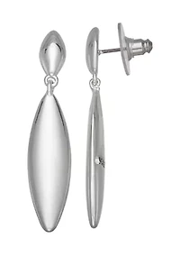 Silver Tone Long Double Drop Linear Earrings