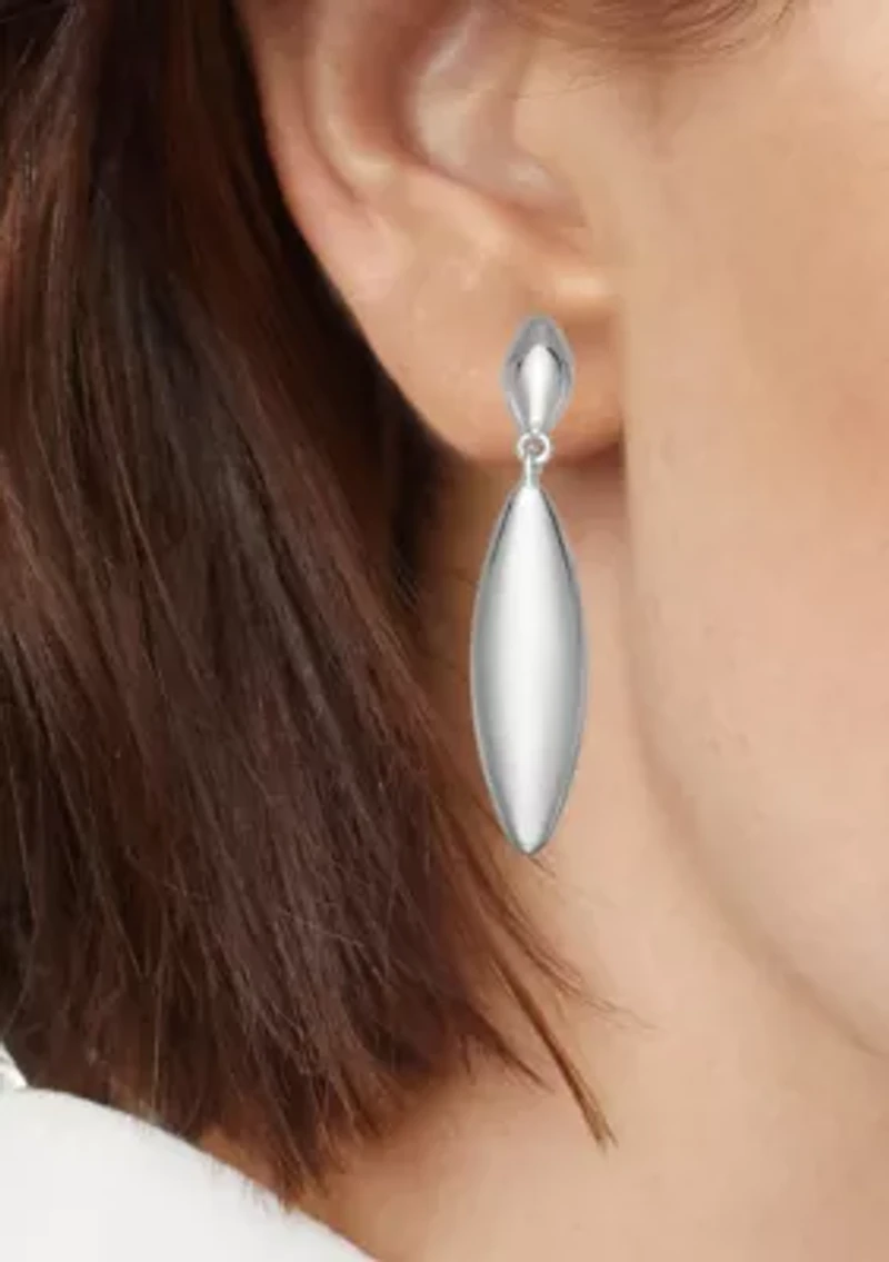Silver Tone Long Double Drop Linear Earrings