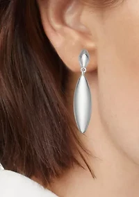 Silver Tone Long Double Drop Linear Earrings