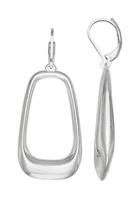 Silver Tone Long Oval Drop Earrings