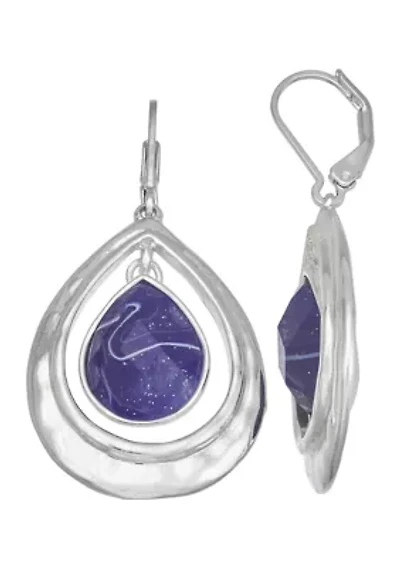 Silver Tone Orbital Lever Back Earrings
