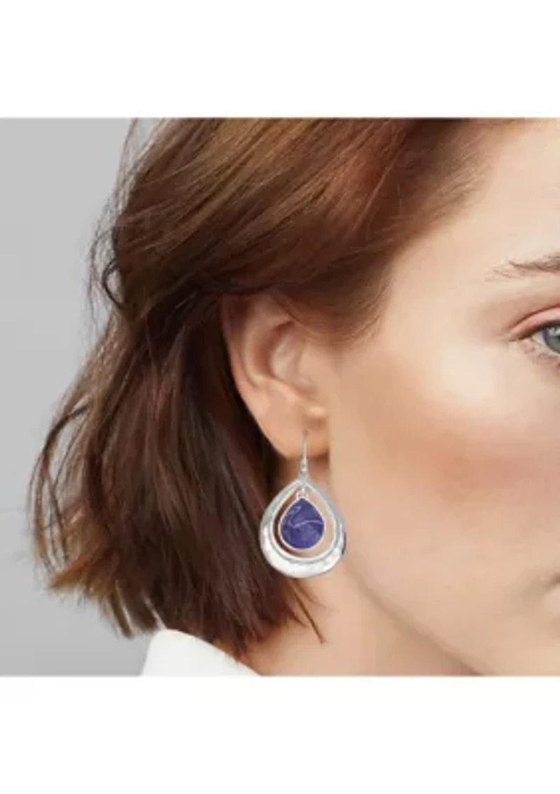 Silver Tone Orbital Lever Back Earrings