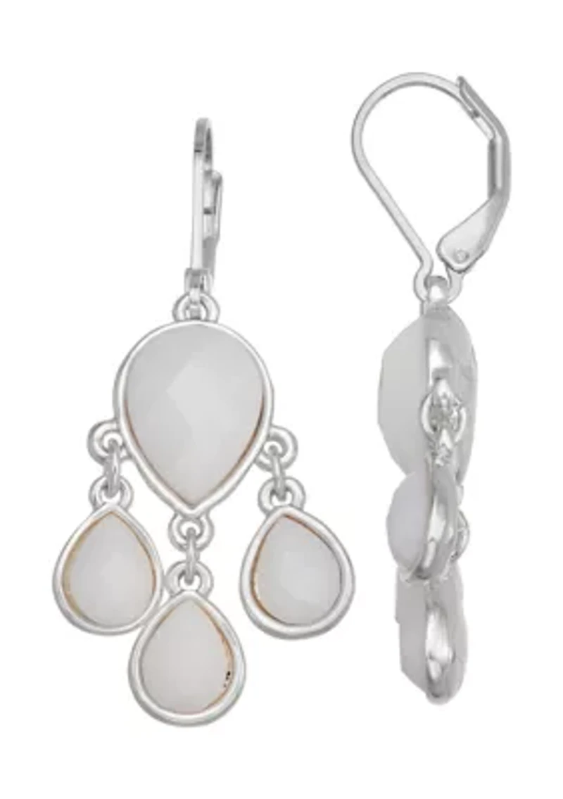 Silver Tone White Shaky Drop Earrings