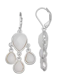 Silver Tone White Shaky Drop Earrings