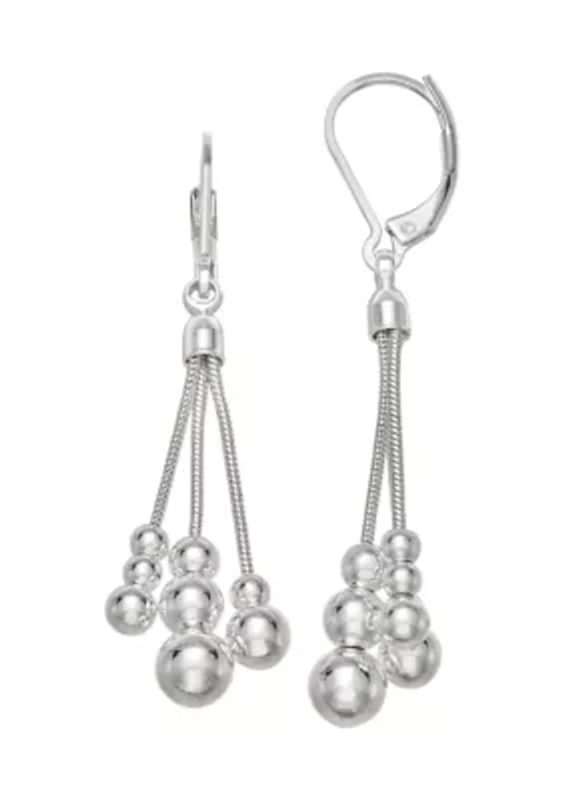 Silver Tone Caviar Chandelier Earrings
