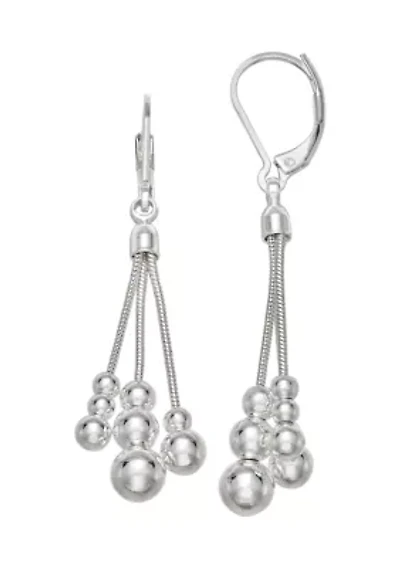 Silver Tone Caviar Chandelier Earrings