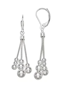 Silver Tone Caviar Chandelier Earrings