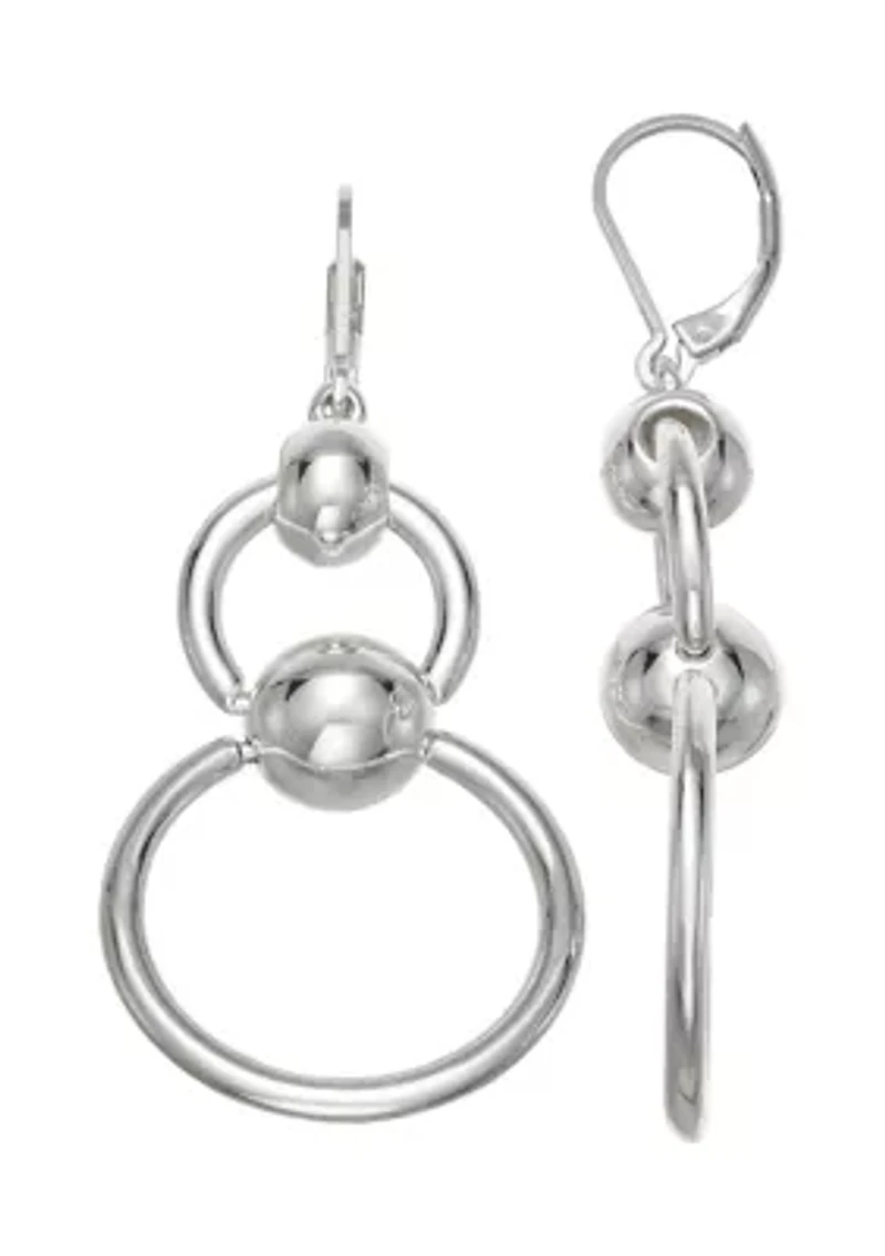 Silver Tone Caviar Double Drop Earrings
