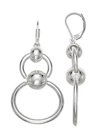 Silver Tone Caviar Double Drop Earrings