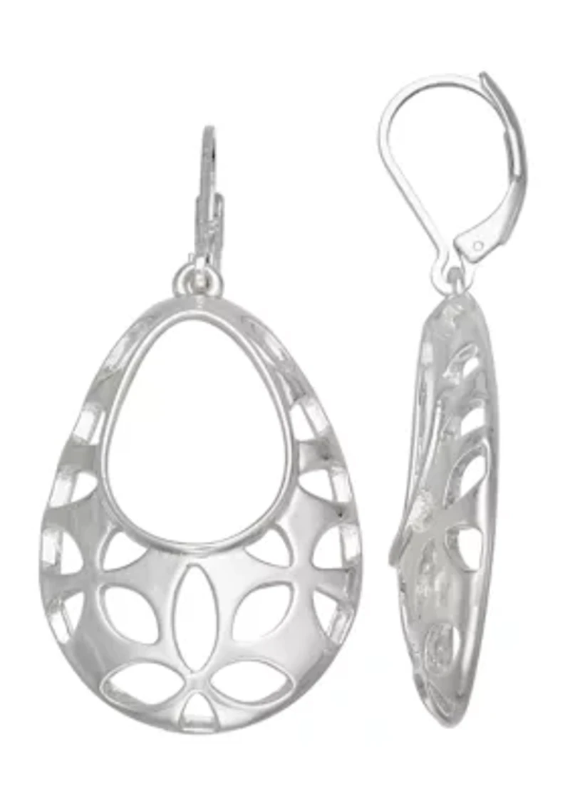 Silver Tone Long Drop Earrings