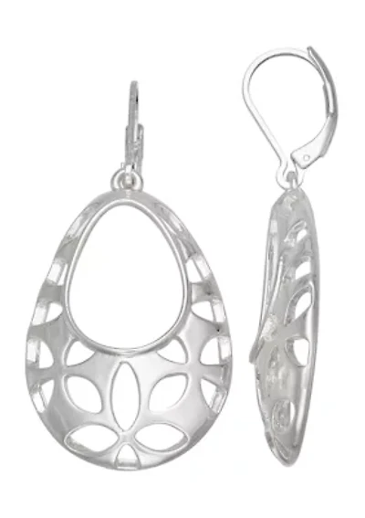 Silver Tone Long Drop Earrings