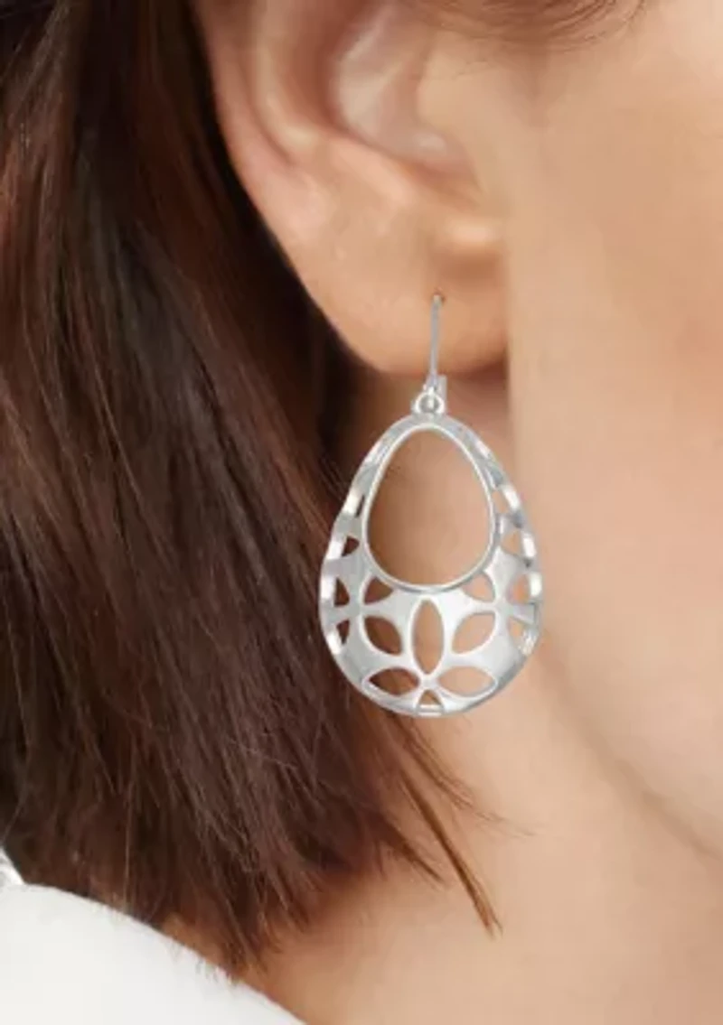 Silver Tone Long Drop Earrings