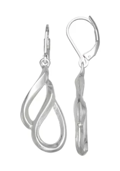 Silver Tone Leaves Drop Earrings