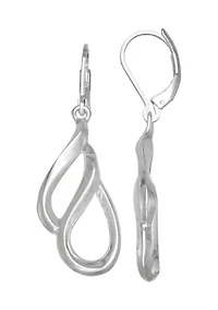Silver Tone Leaves Drop Earrings