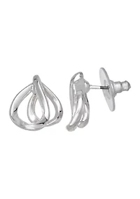 Silver Tone  Leaves Stud Earrings