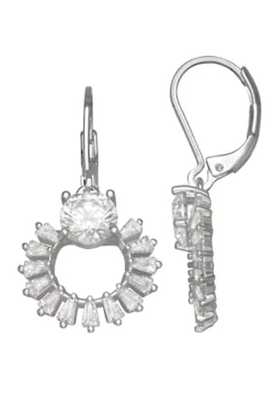 Silver Tone Cubic Zirconia Drop Earrings