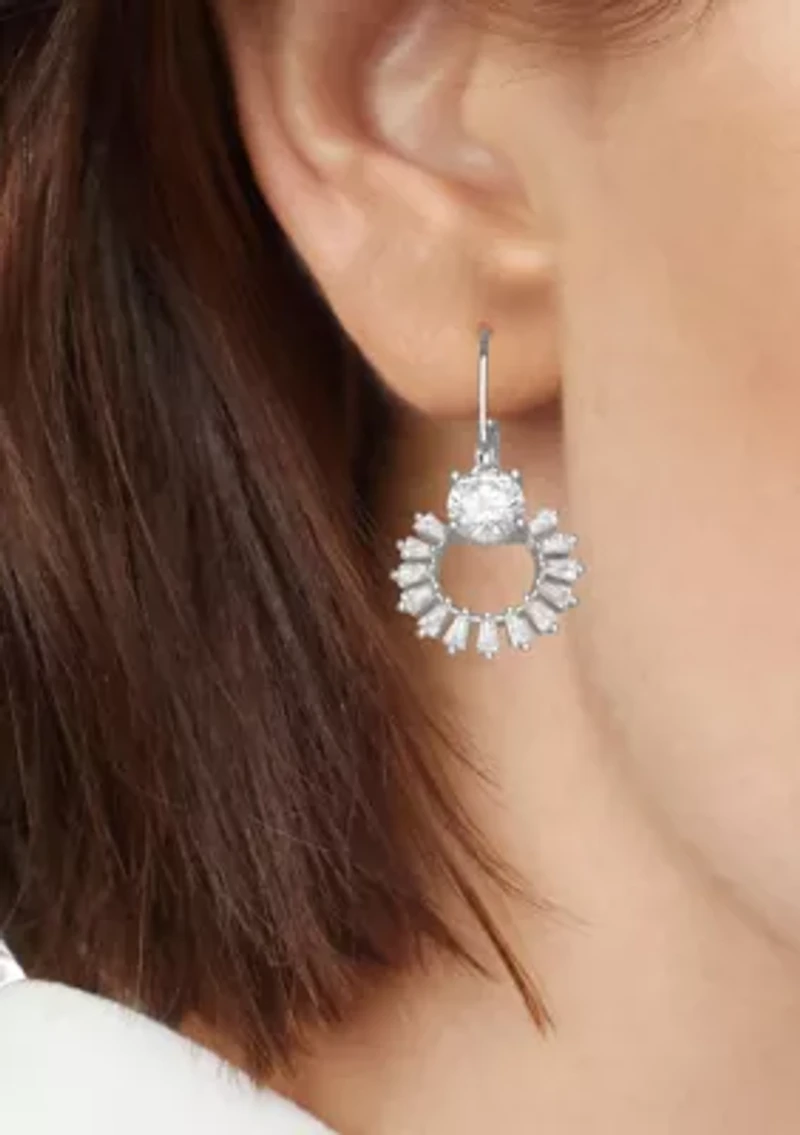 Silver Tone Cubic Zirconia Drop Earrings