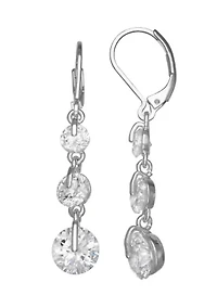 Silver Tone Cubic Zirconia Linear Earrings