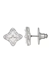Silver Tone Crystal Stud Earrings