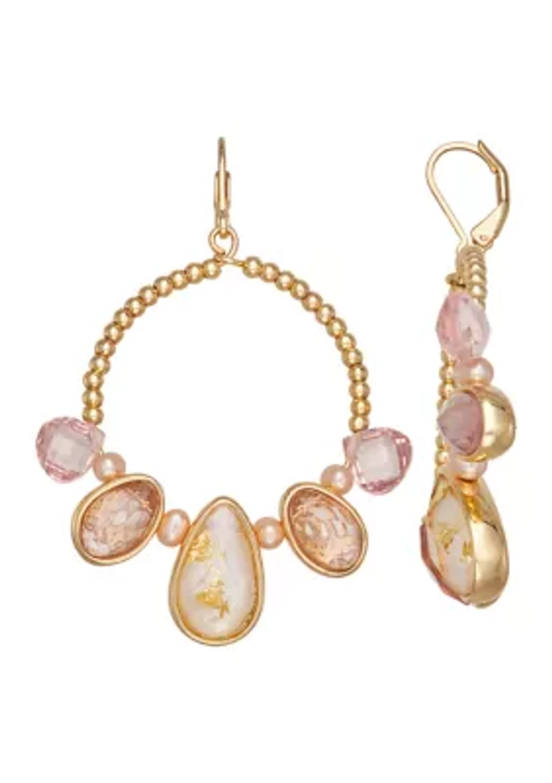 Multi Abalone Round Drop Earrings