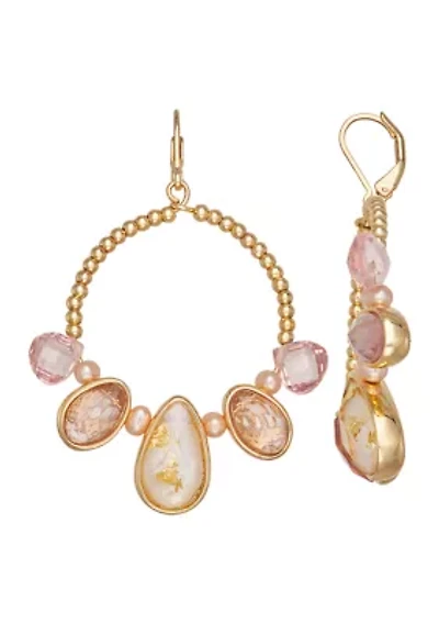 Multi Abalone Round Drop Earrings
