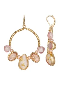 Multi Abalone Round Drop Earrings