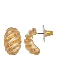 Gold Tone 18 Millimeter Domed C Hoop Earrings