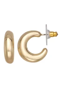 Gold Tone 18 Millimeter Puffy C Hoop Earrings