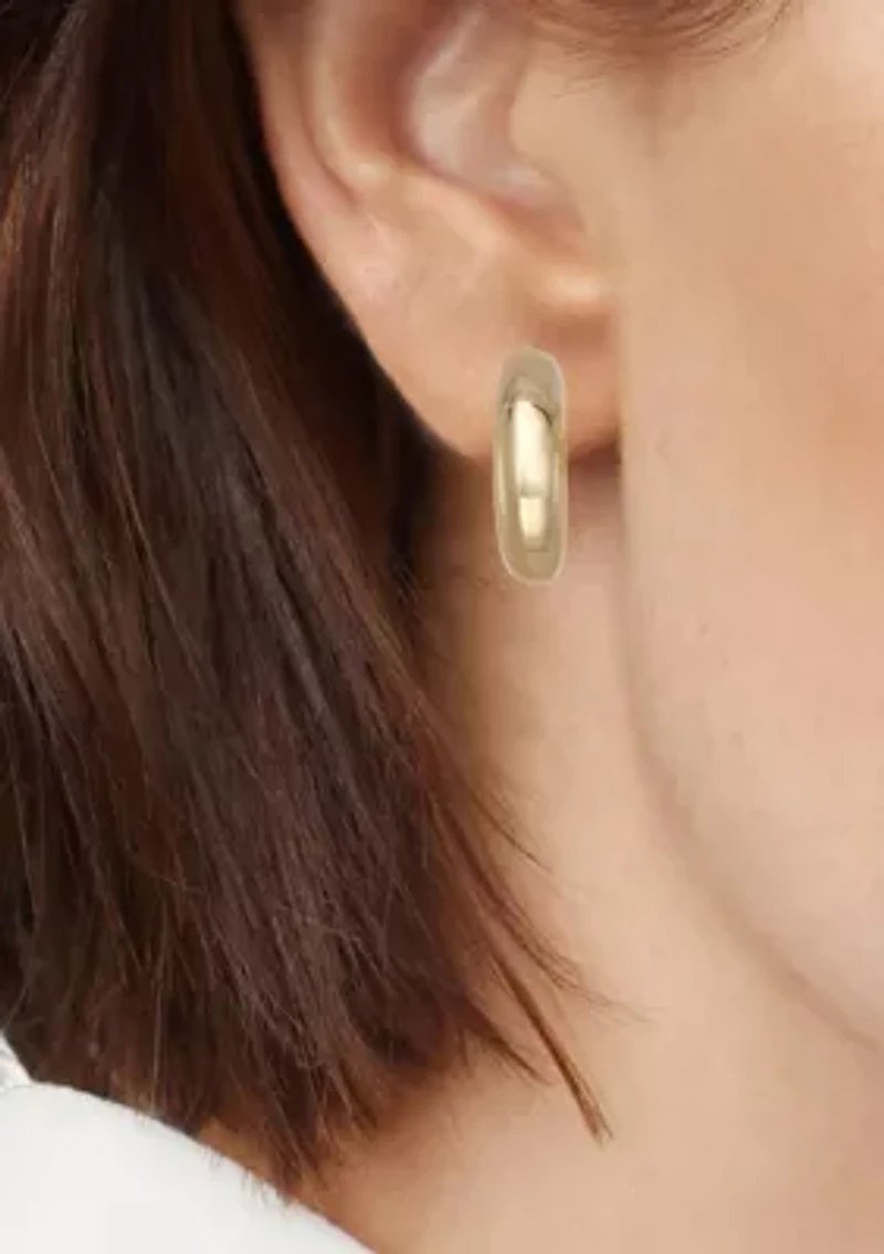 Gold Tone 18 Millimeter Puffy C Hoop Earrings