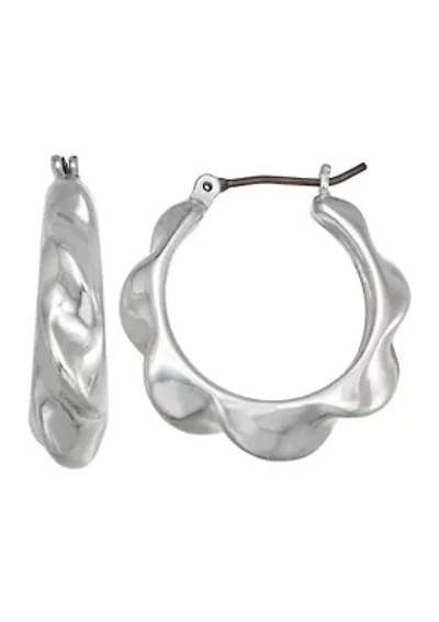 Silver Tone 26 Millimeter Twisted Hoop Earrings