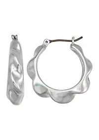 Silver Tone 26 Millimeter Twisted Hoop Earrings