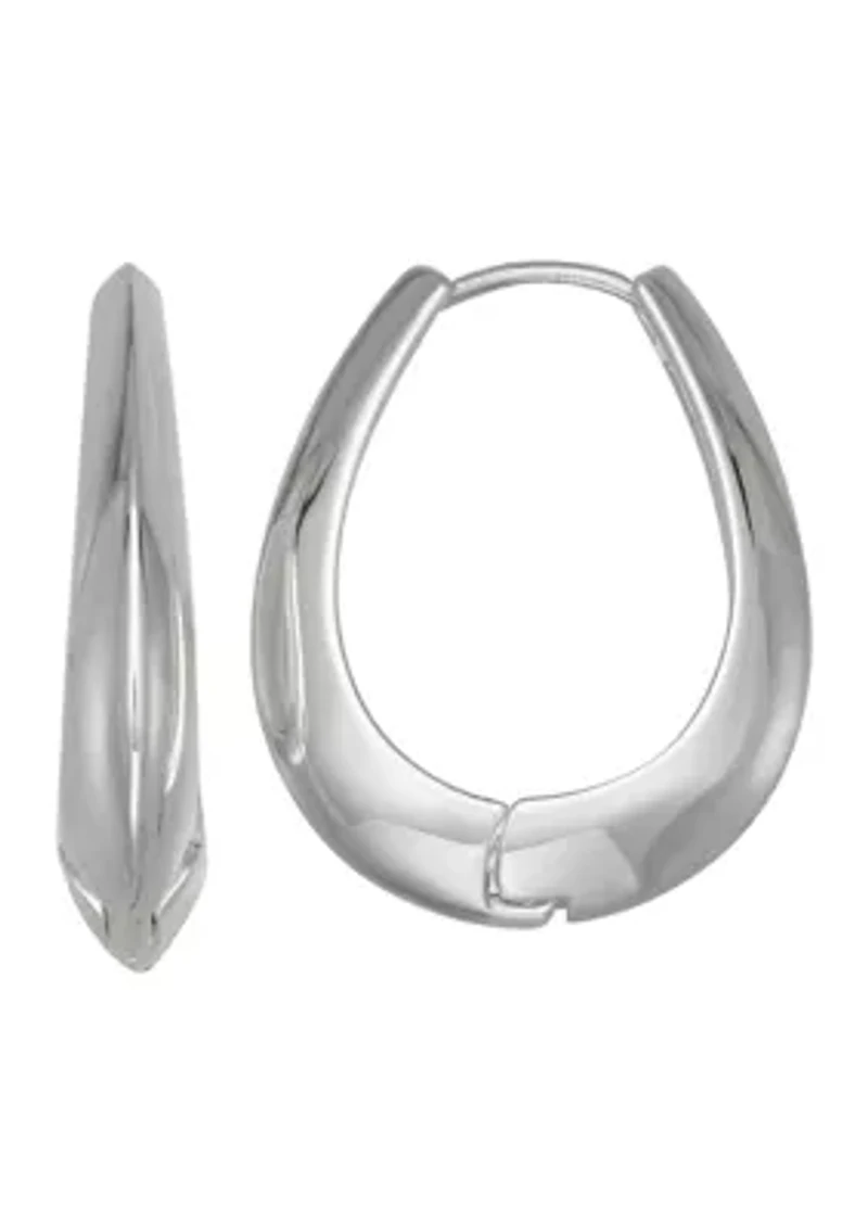 Silver Tone 30 Millimeter Oval Hoop Earrings