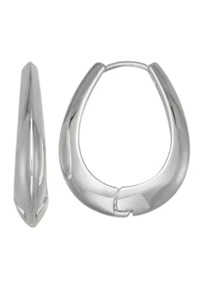 Silver Tone 30 Millimeter Oval Hoop Earrings