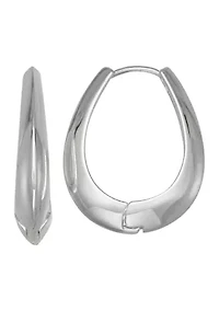 Silver Tone 30 Millimeter Oval Hoop Earrings