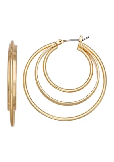 Gold Tone 40 Millimeter Ring Hoop Earrings