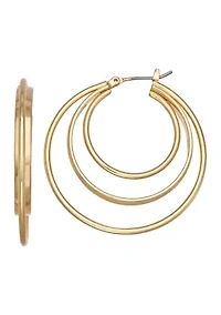 Gold Tone 40 Millimeter Ring Hoop Earrings