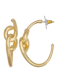 Gold Tone 42 Millimeter Knotted C Hoop Earrings
