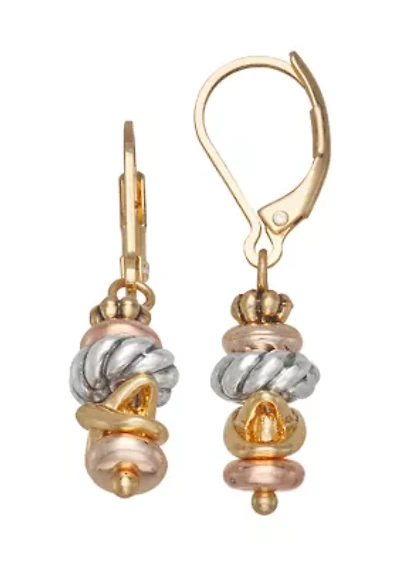 Tri Tone Mixed Stars Drop Earrings
